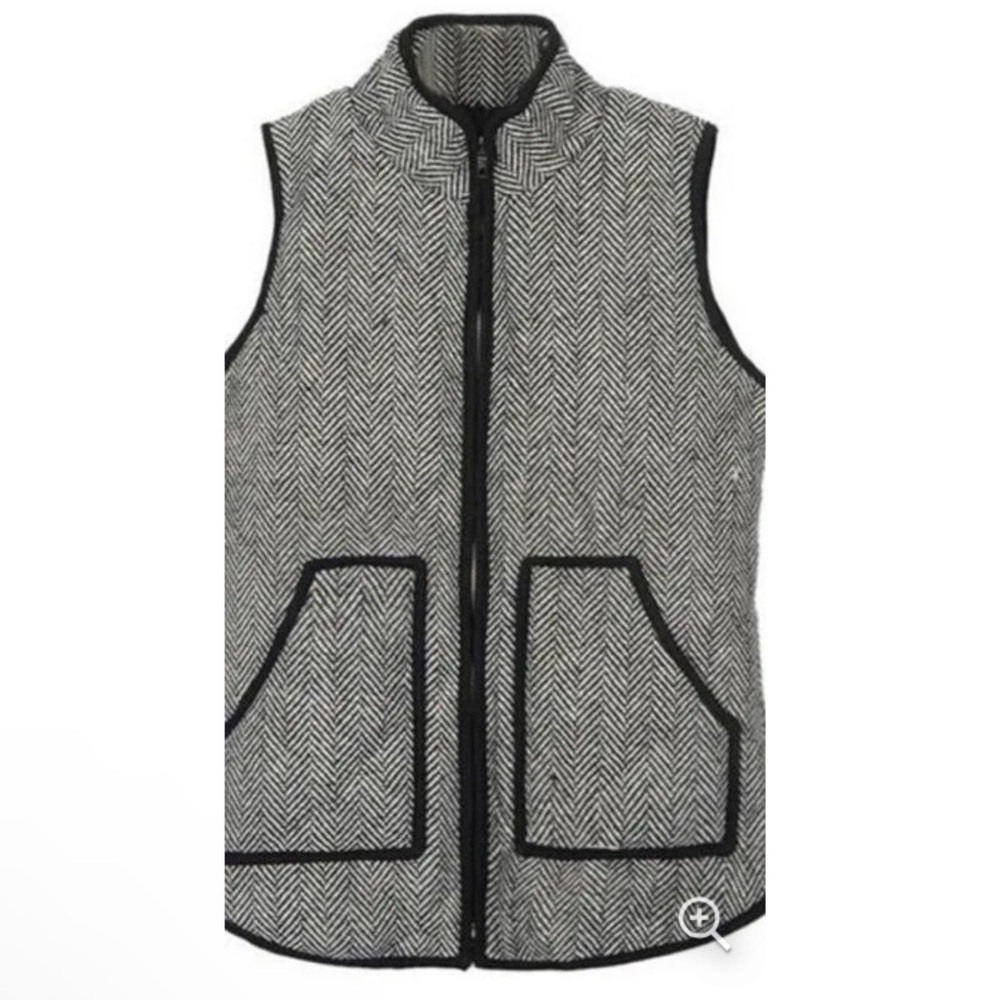 E2 Clothing Boutique Women’s Cotton Herringbone‎ Zip Front Quilted Puffer Vest